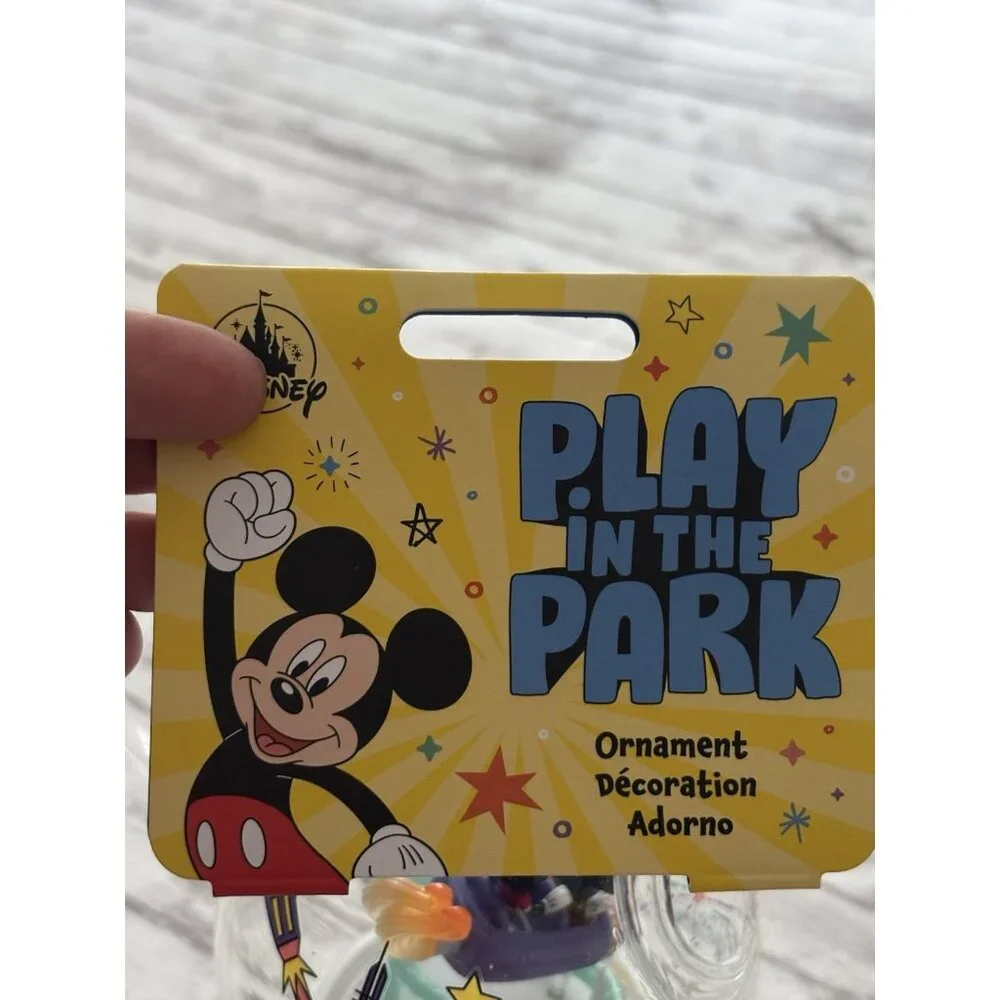 NWT Disneyland Mickey Minnie Mouse‎ Icon Glass Ball Ornament Space Mountain Ride